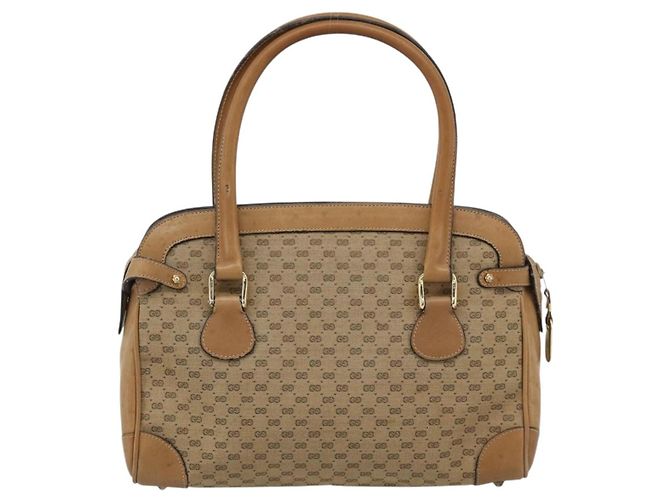 Borsa GUCCI Micro GG Canvas Beige Oro Auth ki6766 D'oro - vista 2