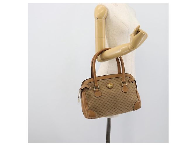 Borsa GUCCI Micro GG Canvas Beige Oro Auth ki6766 D'oro - vista 21