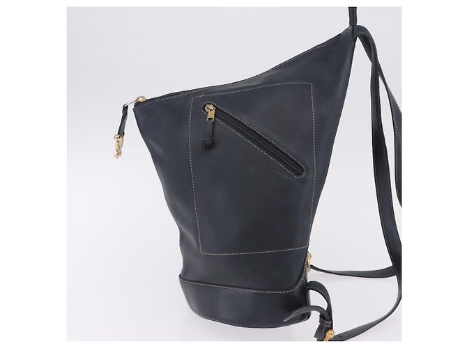 Bolsa Body LOEWE em couro Azul Marinho Ouro Auth bs36326 Dourado - vista 3