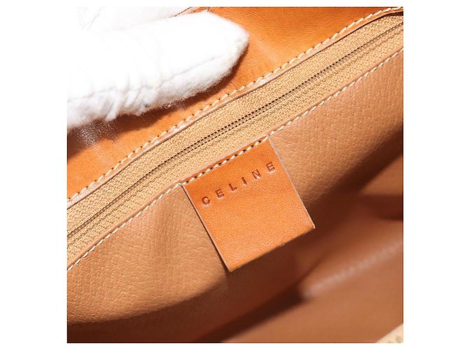 Céline Bolsa CELINE Macadam em PVC e couro Bege com detalhes dourados Auth ep15137 - vista 17
