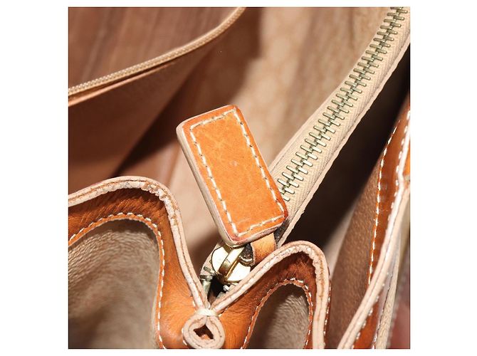 Céline Bolsa CELINE Macadam em PVC e couro Bege com detalhes dourados Auth ep15137 - vista 22