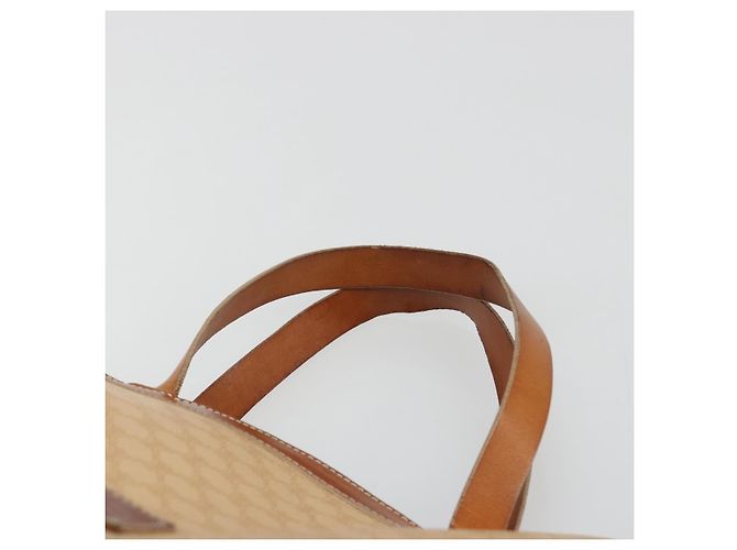 Céline Bolsa CELINE Macadam em PVC e couro Bege com detalhes dourados Auth ep15137 - vista 8