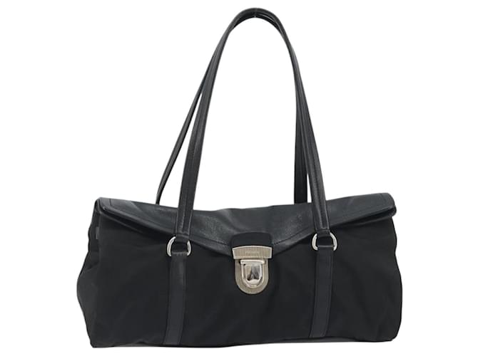 Borsa a tracolla PRADA Nylon Nero Argento Auth 193108V - vista 13