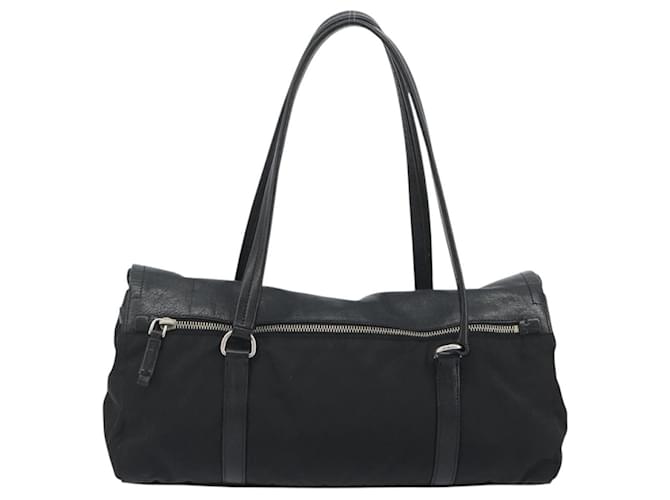 Borsa a tracolla PRADA Nylon Nero Argento Auth 193108V - vista 2