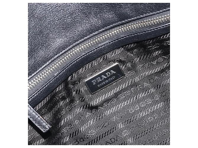 Borsa a tracolla PRADA Nylon Nero Argento Auth 193108V - vista 21