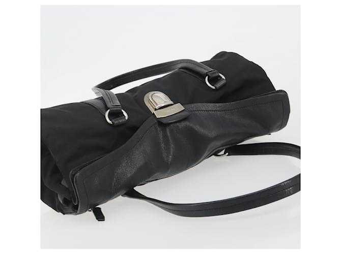 Borsa a tracolla PRADA Nylon Nero Argento Auth 193108V - vista 6