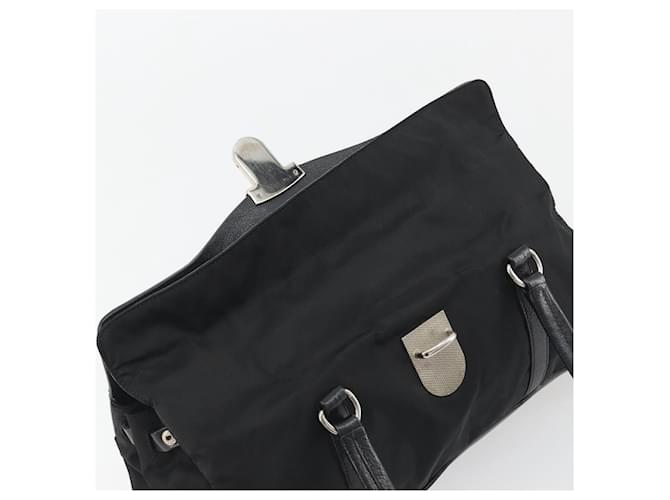 Borsa a tracolla PRADA Nylon Nero Argento Auth 193108V - vista 8