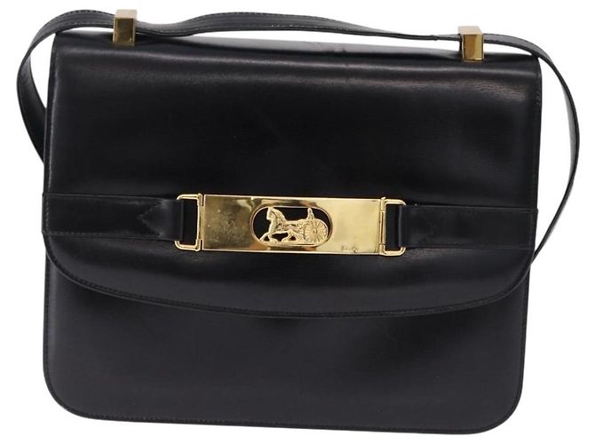 Céline Borsa a Spalla CELINE Horse Carriage in Pelle Nera e Oro Auth 194581 Nero D'oro - vista 13