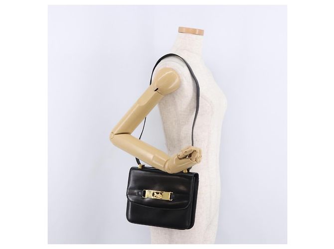 Céline Borsa a Spalla CELINE Horse Carriage in Pelle Nera e Oro Auth 194581 Nero D'oro - vista 23