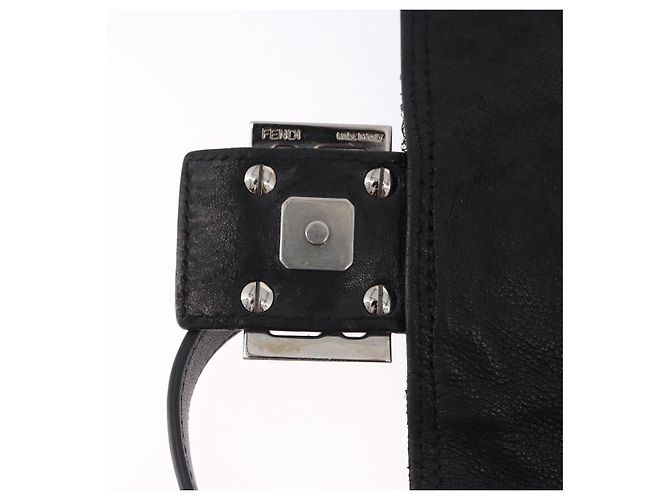 Borsa FENDI Mamma Baguette in pelle con perline Nero Argento 8BR001 Auth yk20665SAM - vista 10