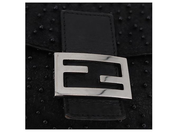 Borsa FENDI Mamma Baguette in pelle con perline Nero Argento 8BR001 Auth yk20665SAM - vista 17