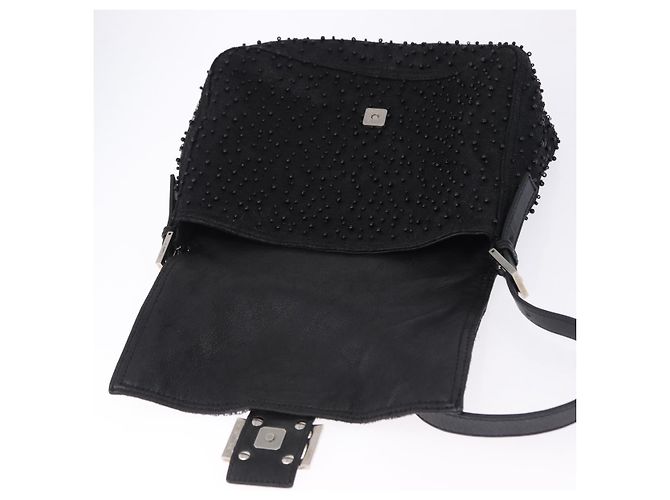 Borsa FENDI Mamma Baguette in pelle con perline Nero Argento 8BR001 Auth yk20665SAM - vista 19