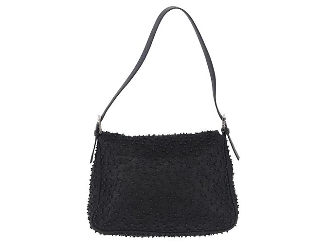 Borsa FENDI Mamma Baguette in pelle con perline Nero Argento 8BR001 Auth yk20665SAM - vista 2