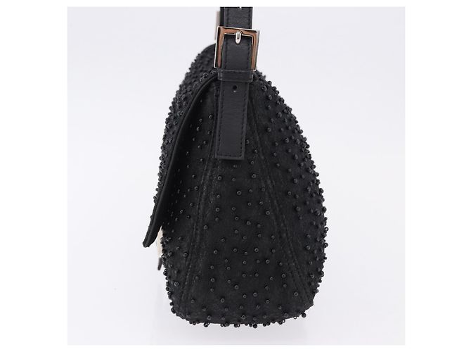 Borsa FENDI Mamma Baguette in pelle con perline Nero Argento 8BR001 Auth yk20665SAM - vista 3