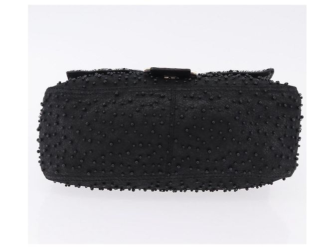 Borsa FENDI Mamma Baguette in pelle con perline Nero Argento 8BR001 Auth yk20665SAM - vista 5