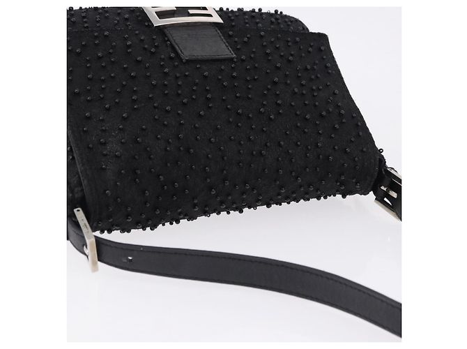 Borsa FENDI Mamma Baguette in pelle con perline Nero Argento 8BR001 Auth yk20665SAM - vista 6