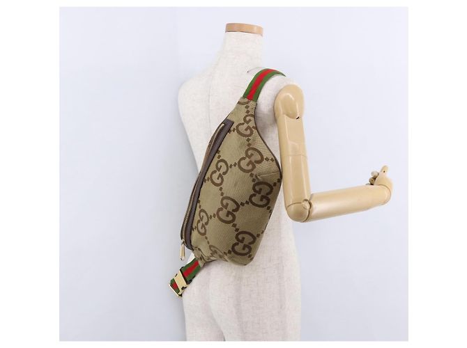 Borsa a tracolla GUCCI GG Canvas Beige Oro 696031 Auth mr2675A D'oro - vista 20