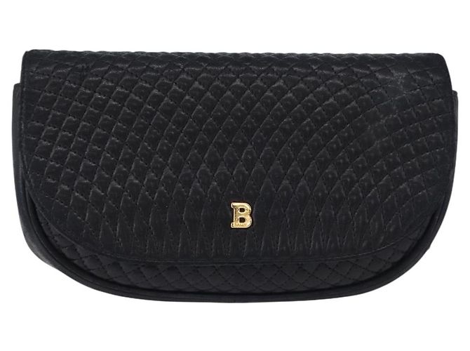 Borsa a Spalla con Catena BALLY in Pelle Nera e Tonalità Oro Auth ka5331 Nero - vista 13