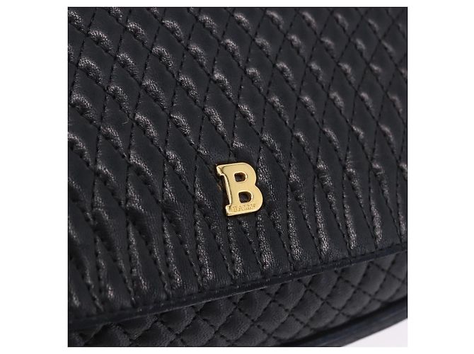 Borsa a Spalla con Catena BALLY in Pelle Nera e Tonalità Oro Auth ka5331 Nero - vista 17