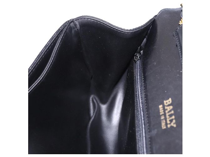 Borsa a Spalla con Catena BALLY in Pelle Nera e Tonalità Oro Auth ka5331 Nero - vista 19
