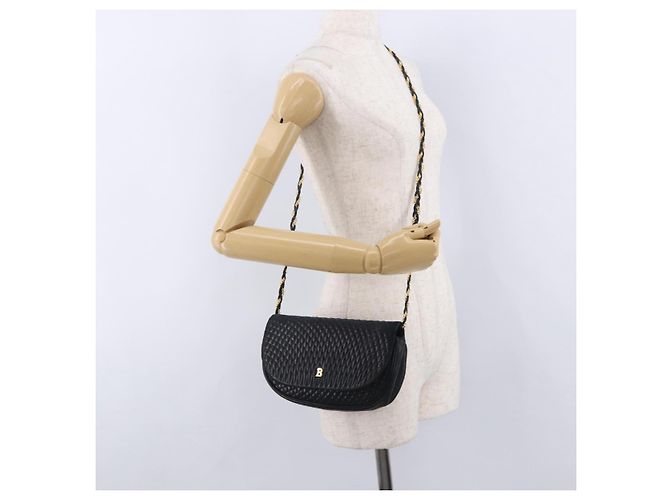 Borsa a Spalla con Catena BALLY in Pelle Nera e Tonalità Oro Auth ka5331 Nero - vista 23