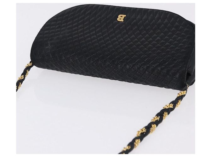 Borsa a Spalla con Catena BALLY in Pelle Nera e Tonalità Oro Auth ka5331 Nero - vista 6