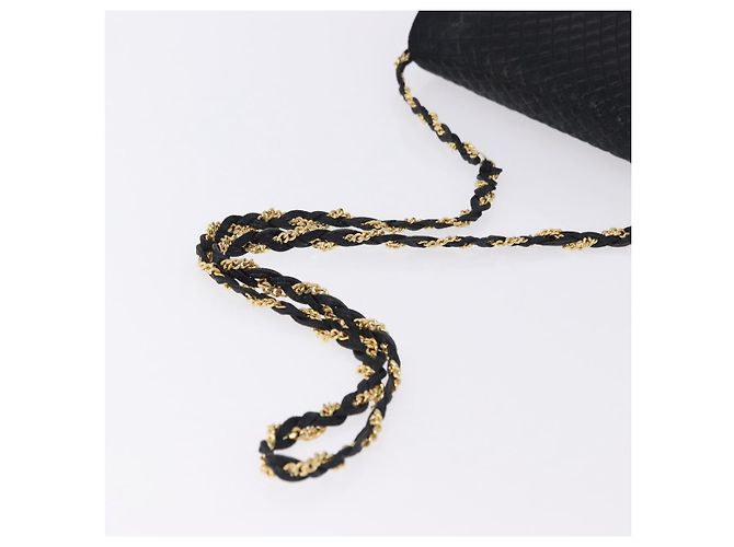 Borsa a Spalla con Catena BALLY in Pelle Nera e Tonalità Oro Auth ka5331 Nero - vista 7