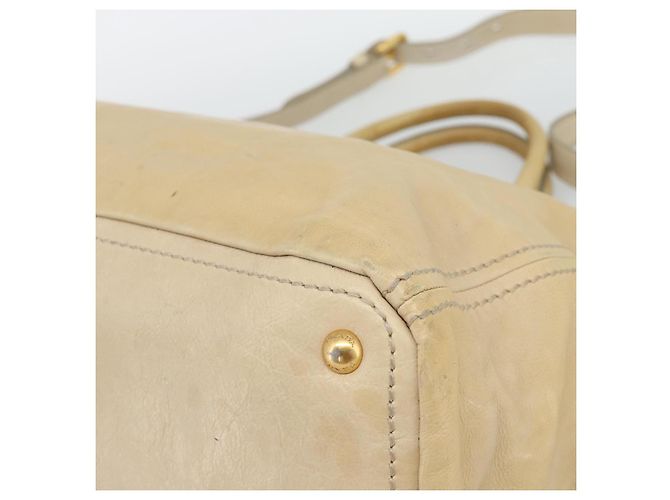 Borsa PRADA in pelle 2way Beige Gold Auth ep15506 D'oro - vista 15