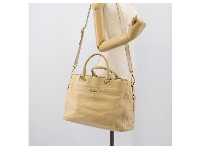 Borsa PRADA in pelle 2way Beige Gold Auth ep15506 D'oro - vista 26