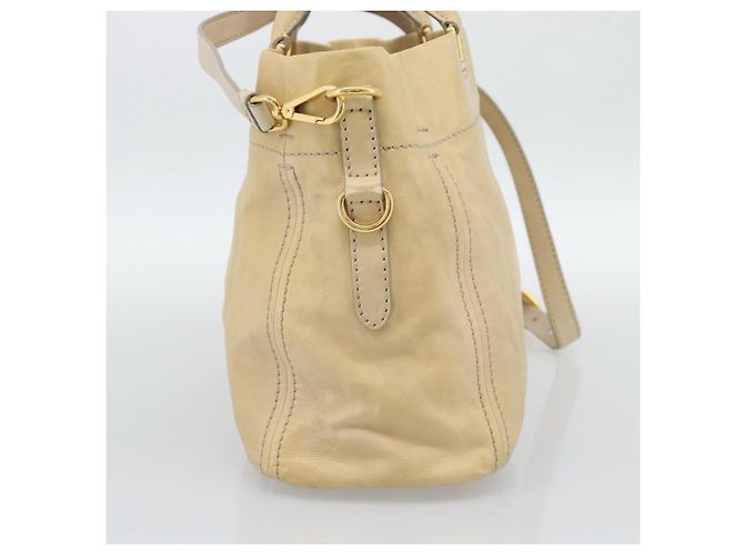 Borsa PRADA in pelle 2way Beige Gold Auth ep15506 D'oro - vista 4