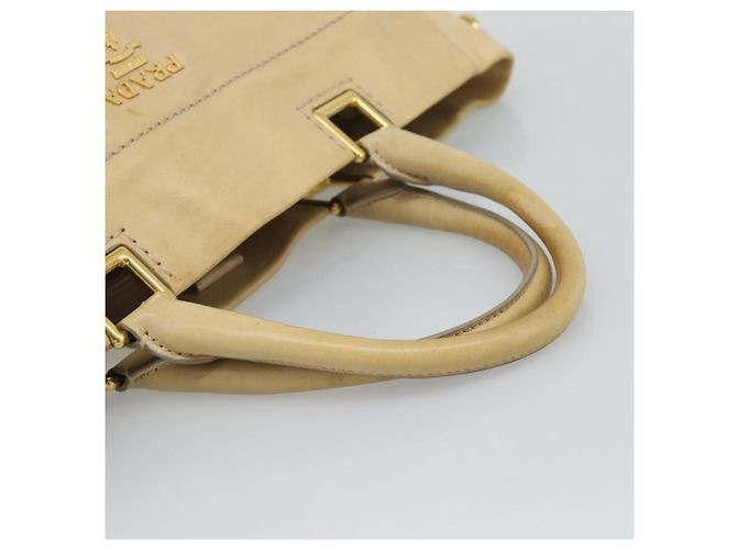 Borsa PRADA in pelle 2way Beige Gold Auth ep15506 D'oro - vista 7