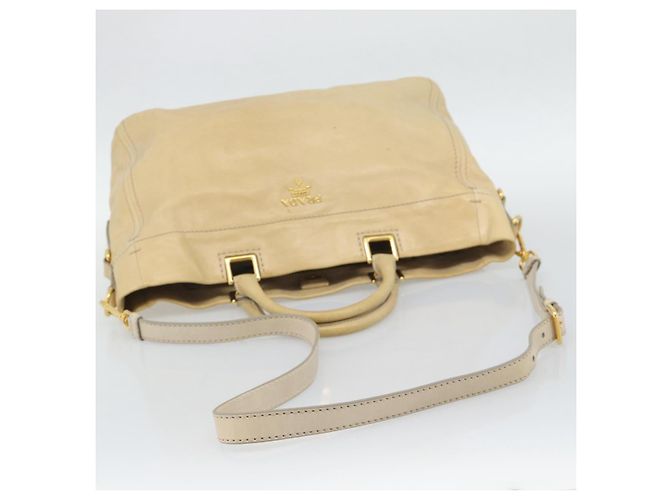 Borsa PRADA in pelle 2way Beige Gold Auth ep15506 D'oro - vista 9