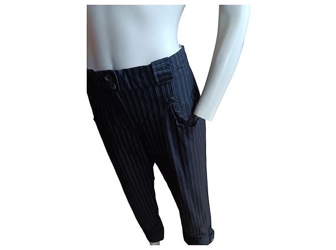 Pantalones de algodón a rayas Kenzo Negro - vista 2