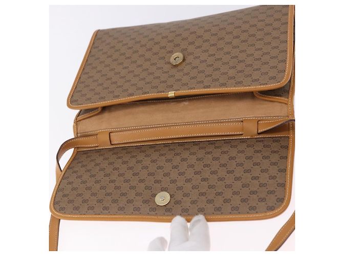 Bolsa de Ombro GUCCI Micro GG Supreme PVC Bege Ouro 004 58 0264 Auth 193507 Dourado - vista 10