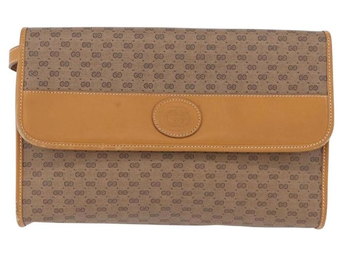 Bolsa de Ombro GUCCI Micro GG Supreme PVC Bege Ouro 004 58 0264 Auth 193507 Dourado - vista 13