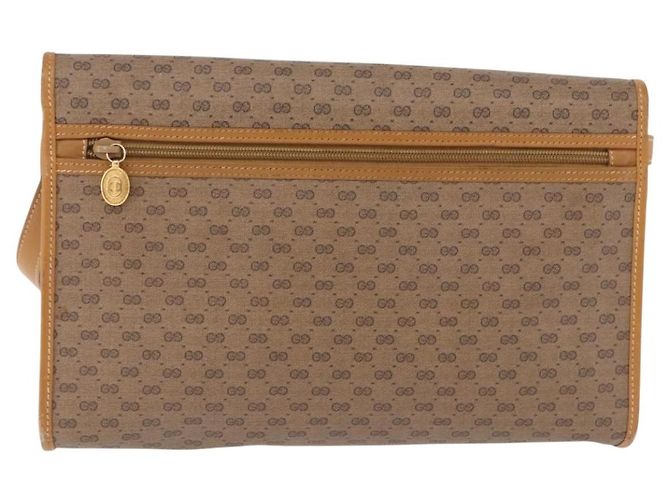 Bolsa de Ombro GUCCI Micro GG Supreme PVC Bege Ouro 004 58 0264 Auth 193507 Dourado - vista 2