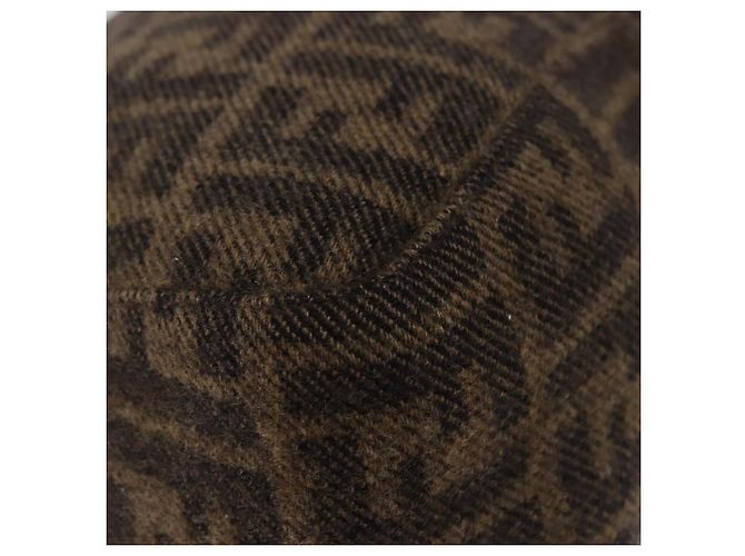 FENDI Borsa a Spalla Zucca Mamma Baguette Lana Marrone Argento Autentica yk20677SAM - vista 15