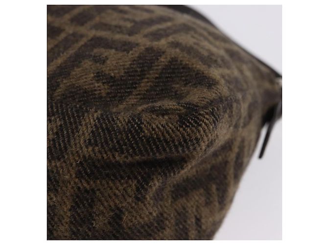 FENDI Borsa a Spalla Zucca Mamma Baguette Lana Marrone Argento Autentica yk20677SAM - vista 16