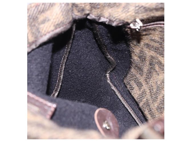 FENDI Borsa a Spalla Zucca Mamma Baguette Lana Marrone Argento Autentica yk20677SAM - vista 21