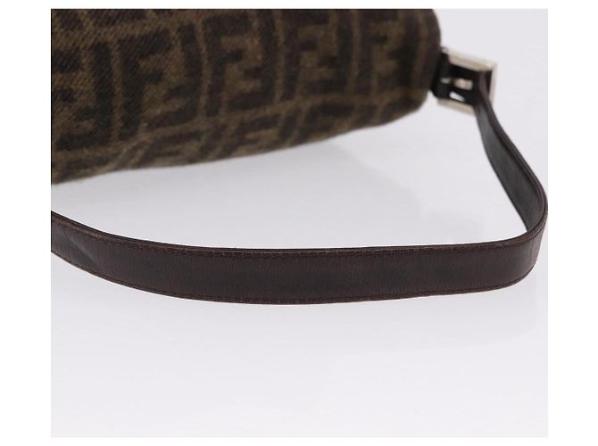 FENDI Borsa a Spalla Zucca Mamma Baguette Lana Marrone Argento Autentica yk20677SAM - vista 7