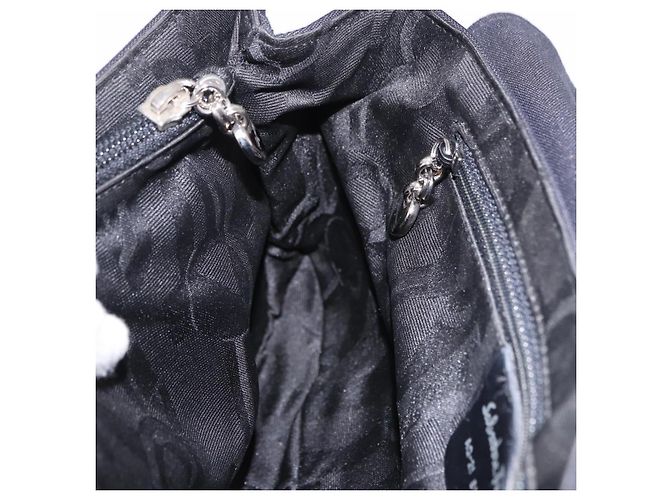 Borsa Salvatore Ferragamo Vala in tela nero argento Auth ka5410 - vista 19