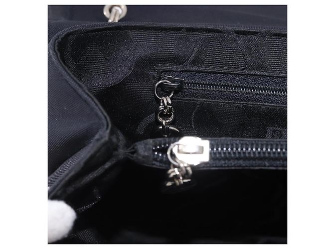 Borsa Salvatore Ferragamo Vala in tela nero argento Auth ka5410 - vista 23