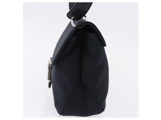 Borsa Salvatore Ferragamo Vala in tela nero argento Auth ka5410 - vista 3