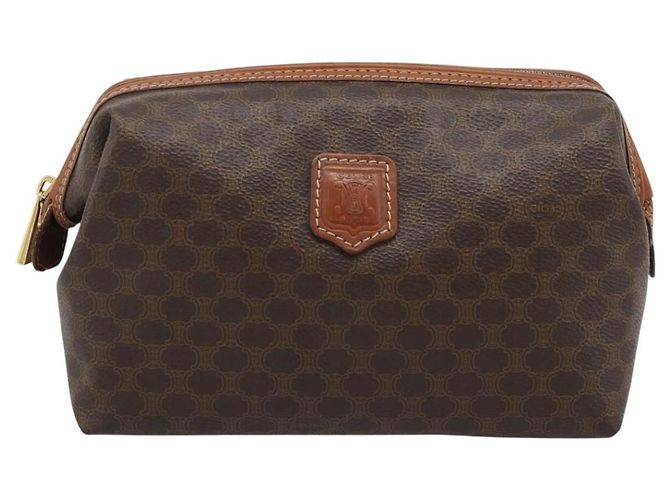 Céline CELINE Pouch in Tela Macadam PVC Pelle Marrone Oro Auth ki6759 D'oro - vista 13