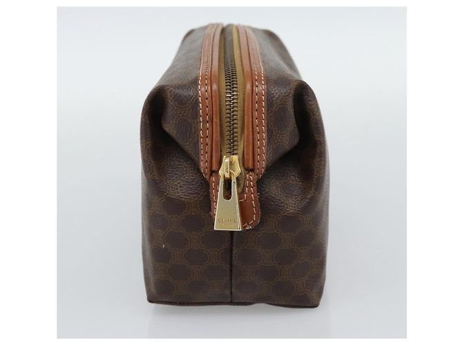 Céline CELINE Pouch in Tela Macadam PVC Pelle Marrone Oro Auth ki6759 D'oro - vista 3
