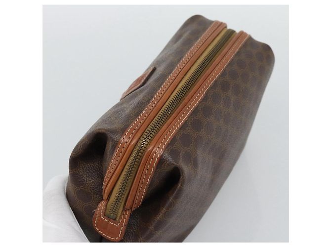 Céline CELINE Pouch in Tela Macadam PVC Pelle Marrone Oro Auth ki6759 D'oro - vista 5