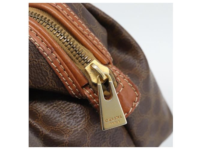 Céline CELINE Pouch in Tela Macadam PVC Pelle Marrone Oro Auth ki6759 D'oro - vista 8