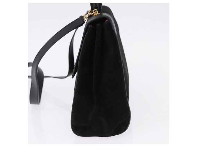 Céline Borsa CELINE in pelle scamosciata 2way Nero Oro Auth bs36188 D'oro - vista 3