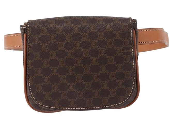 Céline Marsupio CELINE Macadam Canvas PVC Pelle Marrone Oro Auth 194626A D'oro - vista 13