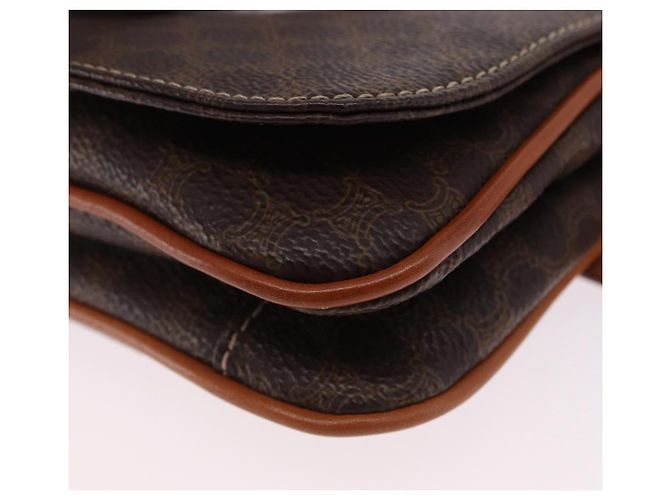 Céline Marsupio CELINE Macadam Canvas PVC Pelle Marrone Oro Auth 194626A D'oro - vista 16